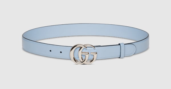 GG Marmont thin belt in light blue leather | GUCCI® US
