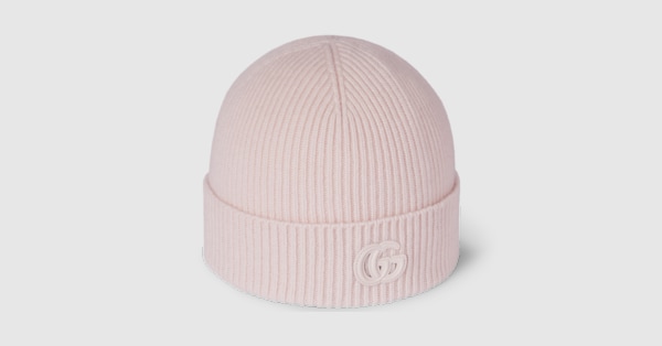 Cashmere hat with patch in light pink | GUCCI® US