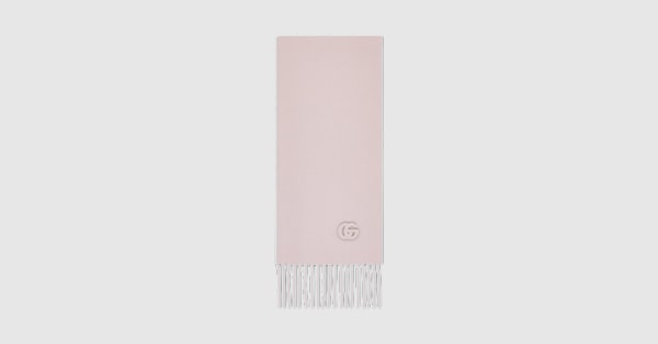 Cashmere scarf with patch in pink and light pink | GUCCI® US
