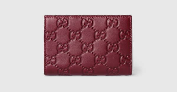 グッチアンコラレッドウォレットレザーレディース GG Emblem small wallet in Rosso Ancora red GG leather