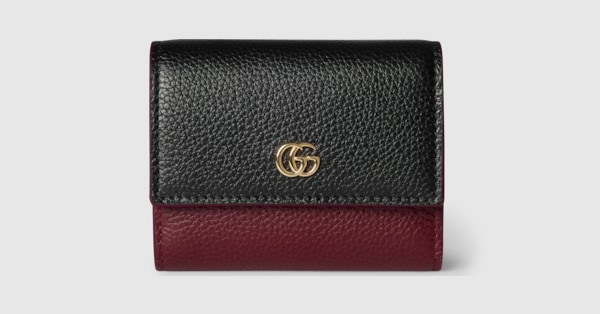 ダブルG バイカラー ミニ ウォレット ・ブラック＆レッド レザー