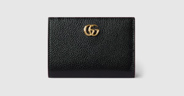 GUCCI Wallet 二つ折り財布 黒 レザー ダブルG 二つ折り カードケース ウォレットブラック レザー