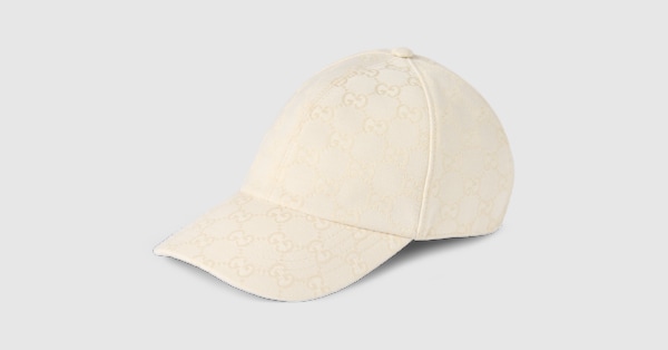 Gucci ホワイト コットンキャップ Printed cotton canvas baseball hat in white | GUCCI® US