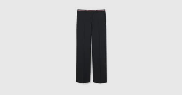 パンツ GUCCI Printed Twill Pant Wool pant with selvedge detail in dark blue | GUCCI® US