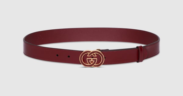 Belt with Interlocking G buckle in Rosso Ancora red leather