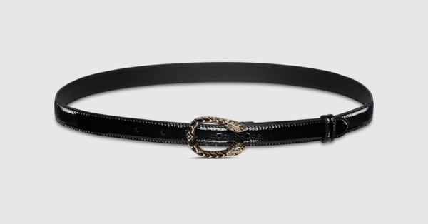 GUCCI レディース　ベルト　Dionysus ディオニュソス Thin belt with Dionysus buckle in black leather | GUCCI® DE