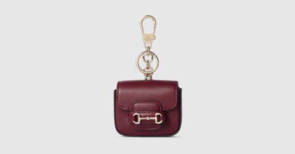 Keychain with Gucci Horsebit 1955 in Rosso Ancora red leather
