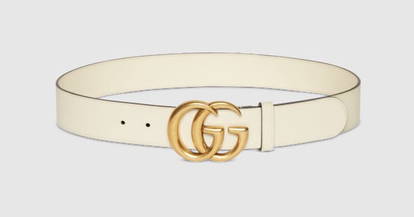 GG Marmont wide belt in white leather | GUCCI® US