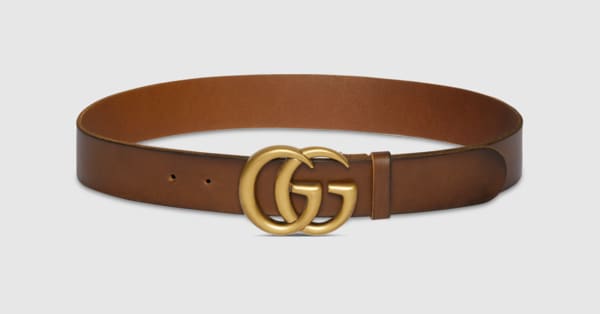 Breiter GG Marmont Gürtel in Braunes Leder | GUCCI® DE