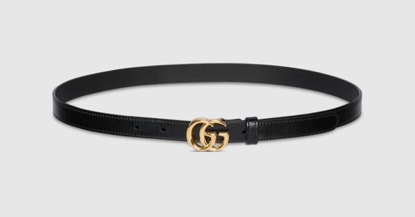 GGマーモント〕シャイニーバックル レザー ベルトブラック