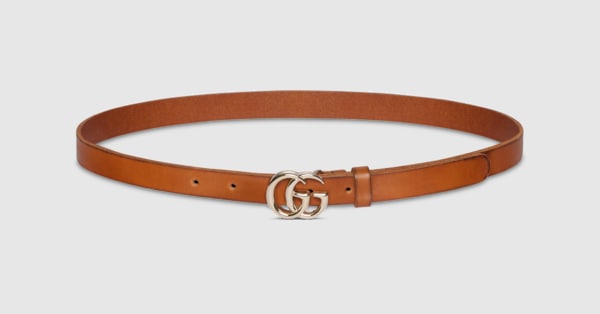 Cintura sottile GG Marmont in pelle marrone | GUCCI® IT