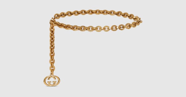 Chain belt with Interlocking G charm in gold-toned metal