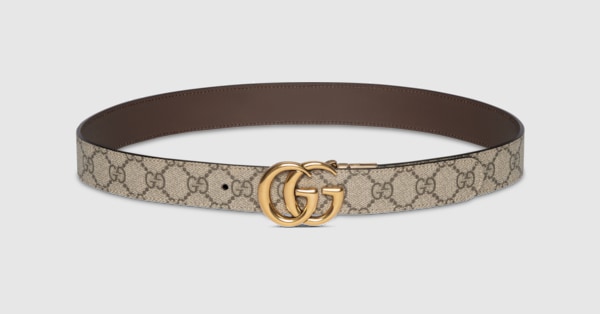 GUCCIベルト Reversible belt with Square G buckle in black/brown leather