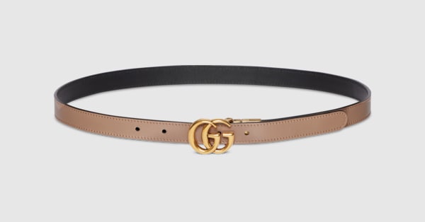 GUCCI グッチ GGマーモント リバーシブル スリムベルト 659418 GG Marmont reversible thin belt in beige, ebony & black