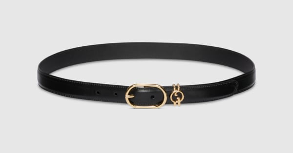 Cintura con Incrocio GG Tondo in pelle nera | GUCCI® IT