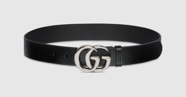 GUCCI ブラック GGパターン ベルト GG Marmont belt in black leather | GUCCI® US