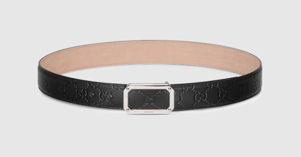 GUCCI ベルト Gucci Signature belt in black Gucci signature leather