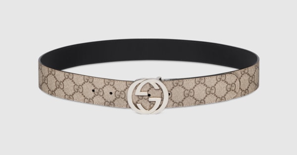 GG Supreme / Black Leather Reversible Belt | GUCCI® GR