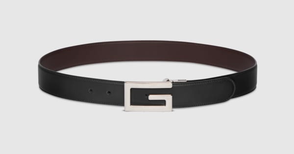 Reversible belt with Square G buckle in black/brown leather