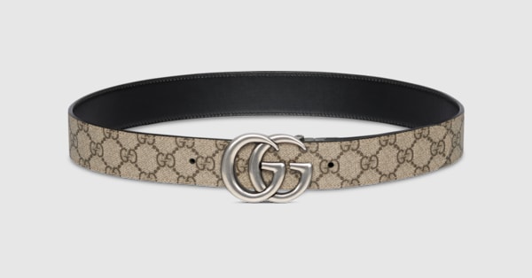 GG Marmont reversible belt in beige and ebony GG Supreme