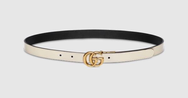 GGマーモント〕リバーシブル スリムベルト ・ホワイト レザー | GUCCI公式