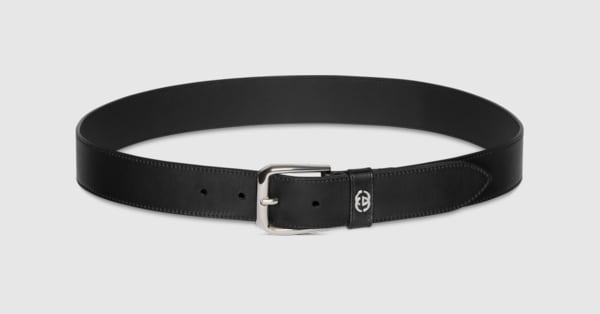 GUCCI グッチ レザー ベルト インターロッキング ブラック グッチ GUCCI ベルト GGレザー 本革 グッチシマ インター