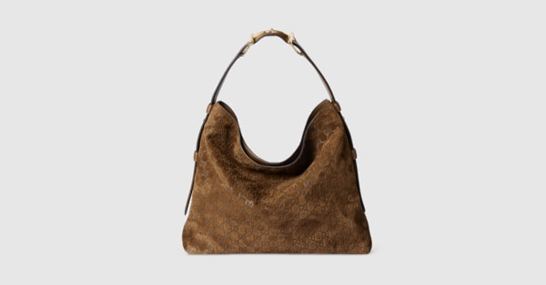GUCCI スエード　インターロッキング　ハンドバッグ　トートバッグ　ブラウン GUCCI スエード インターロッキング ハンドバッグ トートバッグ