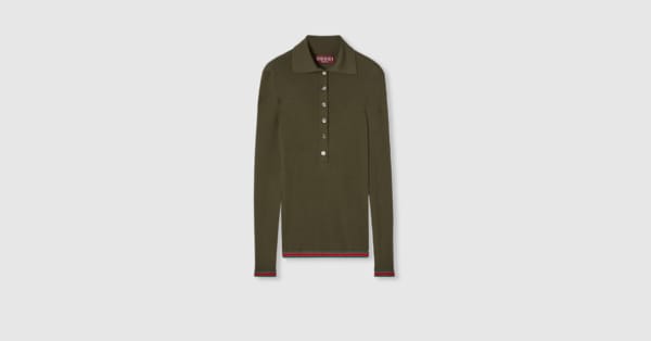 饰刺绣山羊绒桑蚕丝混纺上衣in 森林绿| GUCCI® UK