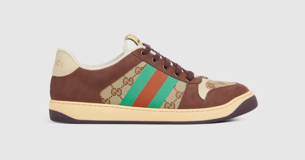 Men's Screener sneaker in beige and dark brown GG canvas