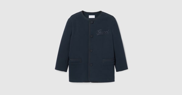 GUCCI 花柄ネイビー スプリングコート キッズ Gucci Kids Girls Mini Me Blue Floral Liberty Print Linen
