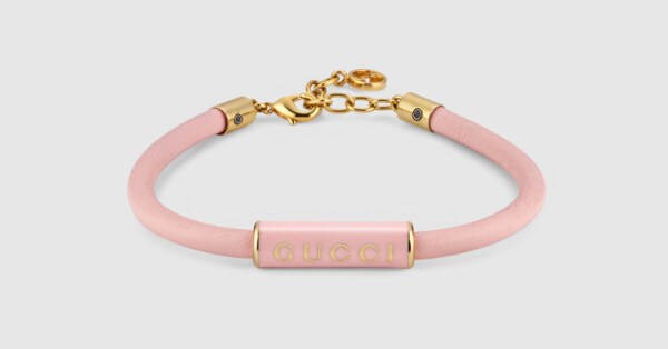 ラッカーフィニッシュ GUCCI ブレスレット ・ライトピンク レザー