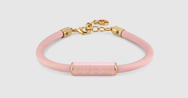 ラッカーフィニッシュ GUCCI ブレスレットライトピンク レザー
