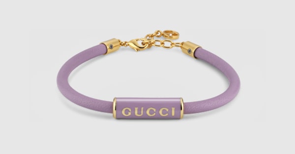 ラッカーフィニッシュ GUCCI ブレスレットライラック レザー