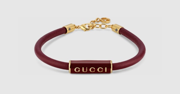 Bracelet with enamel Gucci in Rosso Ancora red leather | GUCCI® US