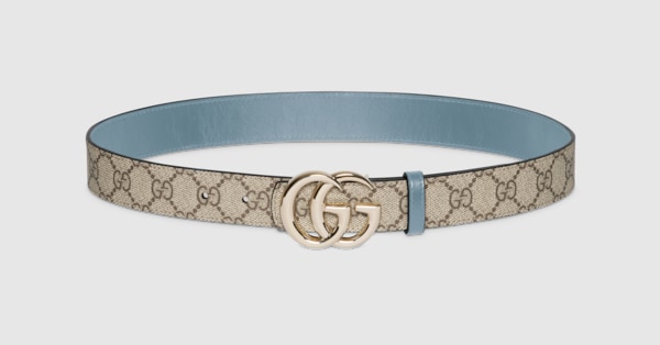 ダブルG リバーシブル ベルト ・ベージュ GGスプリーム＆ライトブルー