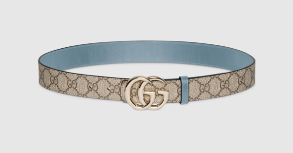 Reversible GG Marmont belt in beige GG Supreme and light  display picture 1