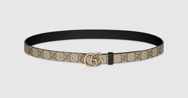 ダブルG リバーシブル スリムベルト ・ベージュ GGスプリーム