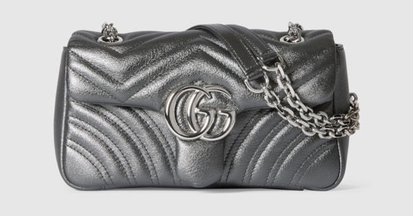 GGマーモント〕スモール ショルダーバッグ ・ダークグレー ラメ レザー