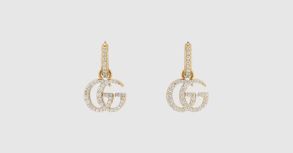 ダブルG クリスタル ピアス ・ゴールドトーン ブラス | GUCCI公式