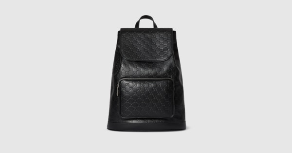 GGエンブレム〕ミディアム バックパック ・ブラック GGレザー | GUCCI公式