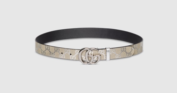 ダブルG スリムベルト ・ベージュ＆シルバー ファブリック | GUCCI公式