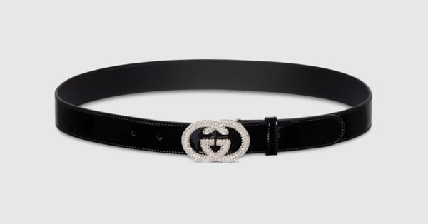Gucci - Thin belt with Interlocking G buckle