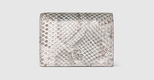 ダブルG パイソン スモールウォレット ・メタリックシルバー | GUCCI公式