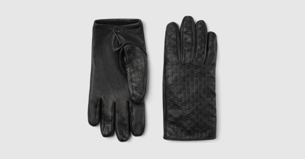 Embossed GG leather gloves in black | GUCCI® US