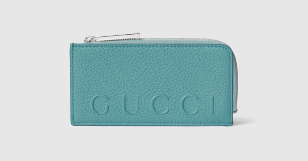 日本限定 ロゴ ジップカードケース ・ターコイズブルー レザー | GUCCI公式