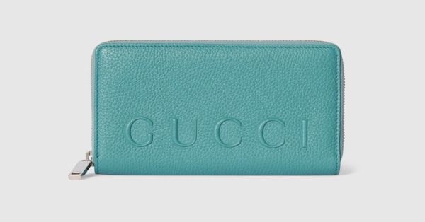 日本限定 ロゴ ジップアラウンドウォレット ・ターコイズブルー レザー