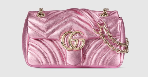 GGマーモント〕スモール ショルダーバッグ ・ブライトピンク ラメ