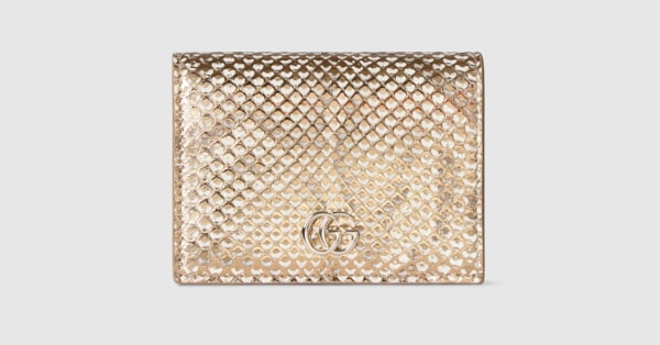 小物 GUCCI mini wallet GG Marmont python small wallet in metallic gold | GUCCI® US