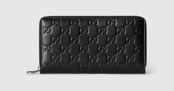 GGエンブレム〕ジップアラウンドウォレット ・ブラック GGレザー
