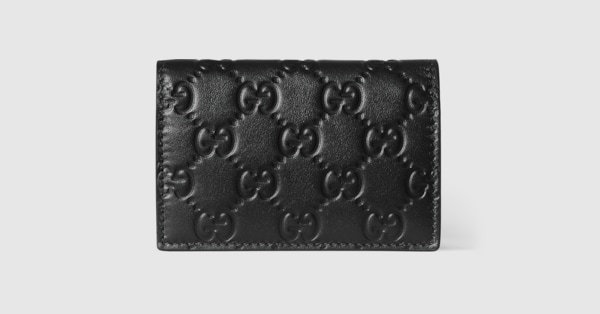 GGエンブレム〕カードケース ・ブラック GGレザー | GUCCI公式